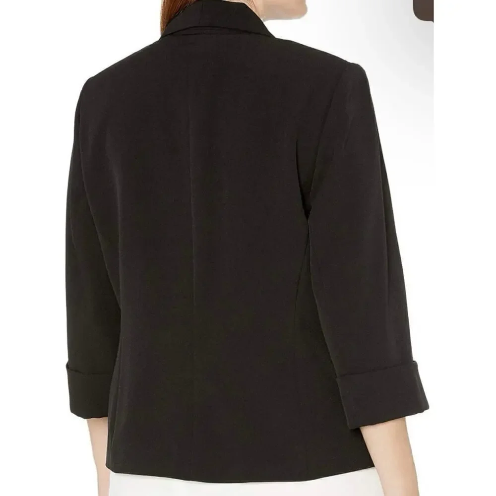 KASPER NWT Open Front Fly Away 3/4 Sleeve Black Suit Jacket Size 18